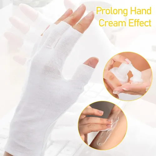 Guantes Sin Dedos Blancos De Algodón Hidratantes Para Manos