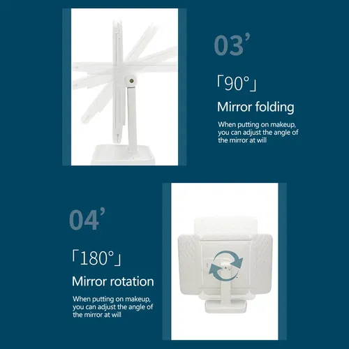 – Espejo De Maquillaje Led J (lámpara De Mesa Plegable De Tr
