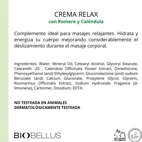 Crema Relax Para Masajes Musculares Biobellus x 1 Kg