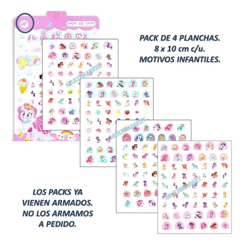 Pack De 4 Stickers Autoadhesivos Diseños Infantiles