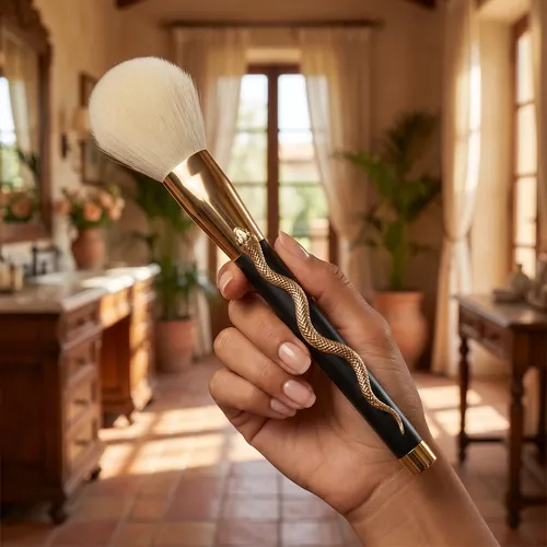 Set 10 Brochas Maquillaje Serpiente 3d Fibra Sintética Golden Snake Brush