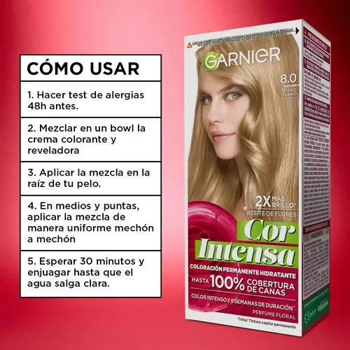 Kit Tintura Permanente Cor Intensa Tono 8.0 Garnier