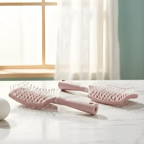 Set Cepillo Desenredante Ventilado Y Peine Ancho Rosa