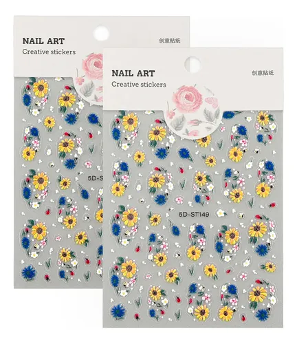 Xw. Aflorish- Pegatinas De Uñas Girasoles Dibujos Animados