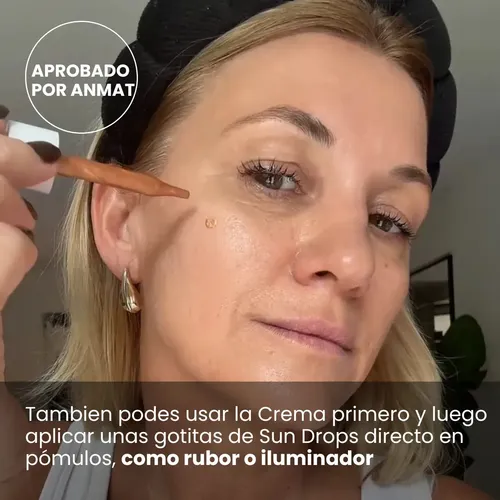 Set De Maquillaje Crema Facial Iluminadora Glow + Bronzer Líquido Sun Drops Efecto Bronceado | Dorado | Iluminador | Bronceador | En Gotas | Rubor | Multitasker Skincare Maquillaje Tono Personalizable