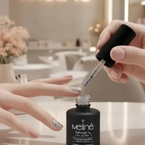 Kit Meline Top Coat Glitter X2 Esmalte Semipermanente Led Uv