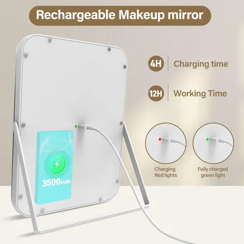 Espejo De Maquillaje Halumao 14.5” Recargable Luz Led