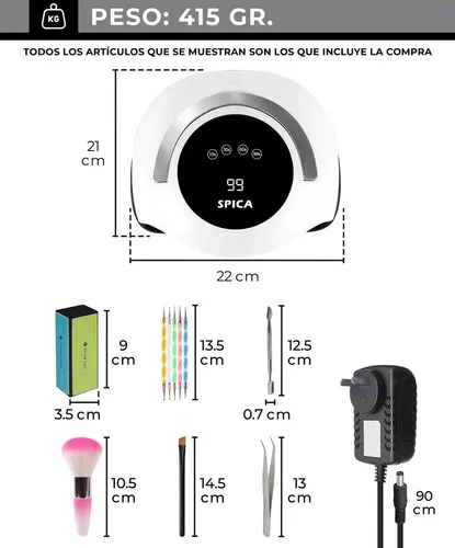 Cabina De Uñas SPICA Luz Led Secado Uv 120w Manos Y Pies Color Blanco/Negro