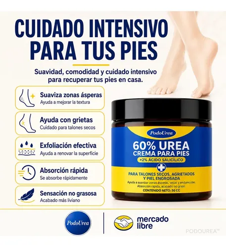 Podourea Crema Hidratante Para Pies Y Talones Secos 60% Urea 50cc