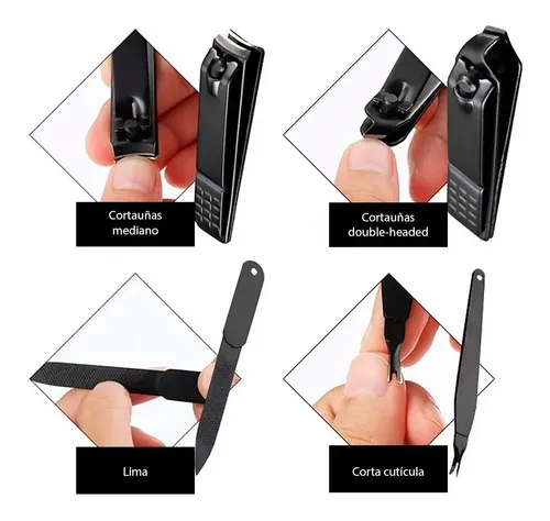 Kit Yensen 16 Piezas Manicura Corta Uñas Alicate Lima Pinza