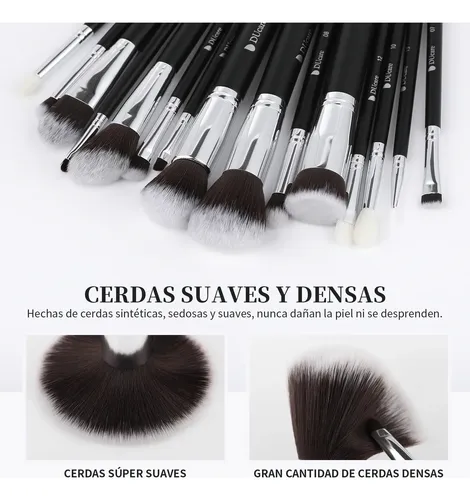 Set De 15 Brochas Negras 100% Para Maquillaje Negro