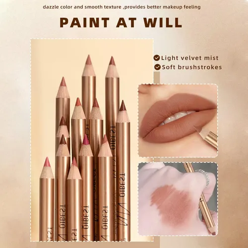 Denestup Set 12 Lápices Delineador Labial Mate Waterproof