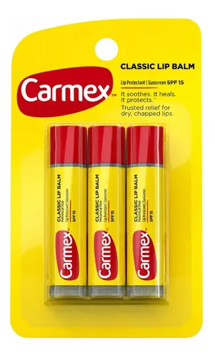 Pack de Bálsamos Labiales Carmex Clásico, con 3 Unidades