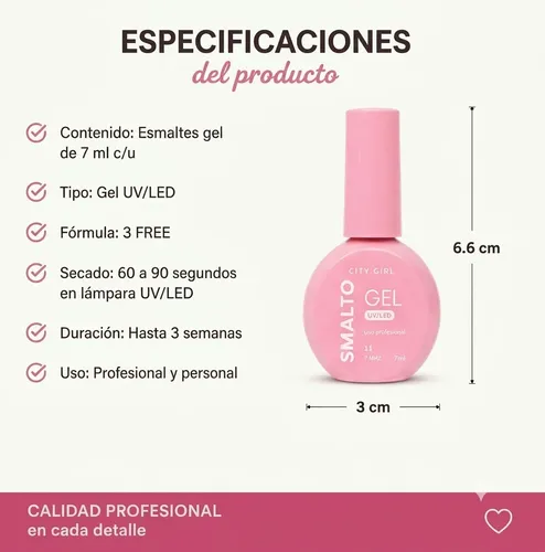 Kit X6 Esmaltes Semipermanentes Gel Uv/led City Girl 7ml