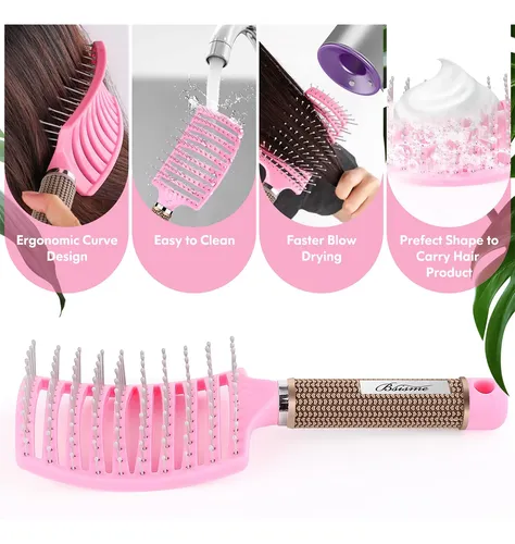 Hair Brush Bsisme Vented Curved Styling Detangling White