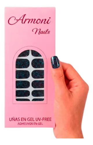 Stickers De Uñas Gel X22 Adhesivas Con Diseño Sin Lámpara Uv