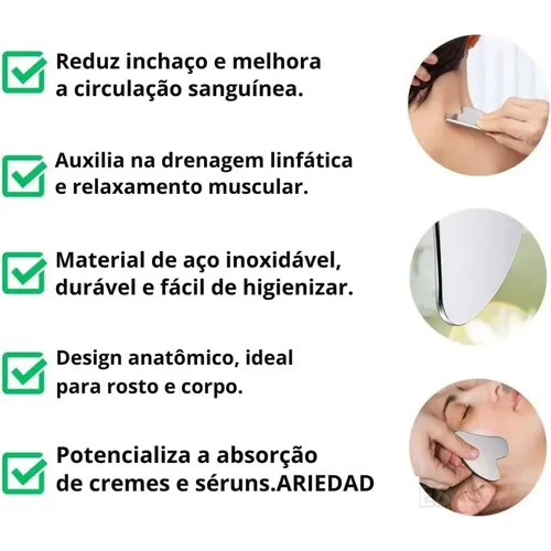 Piedra Gua Sha De Acero Inoxidable Para Masaje Facial, Antia