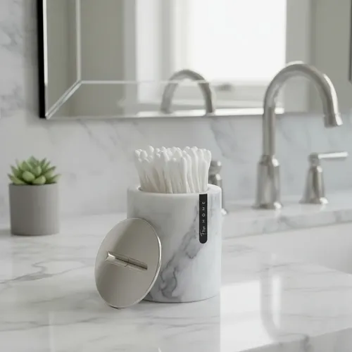Algodonera de Mármol Carrara Blanco para Baño y Tocador