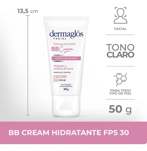 Dermaglos Facial Crema Bb Cream Tono Claro Fps 30 50g