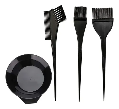 Kit 4 Piezas Brochas Y Tazón Para Tinte De Cabello Negro .