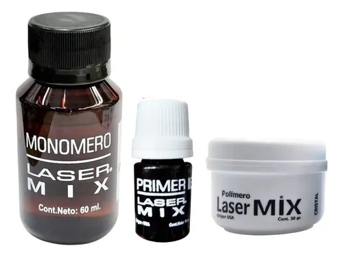 Kit Laser Mix Acrilico Uñas Esculpidas Primer + Monomero + Polimero