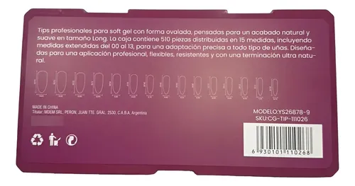 Tips Uñas Postizas City Girl Caja 510u Pro Tamaños 00-13 Tranparente Oval Long Pro