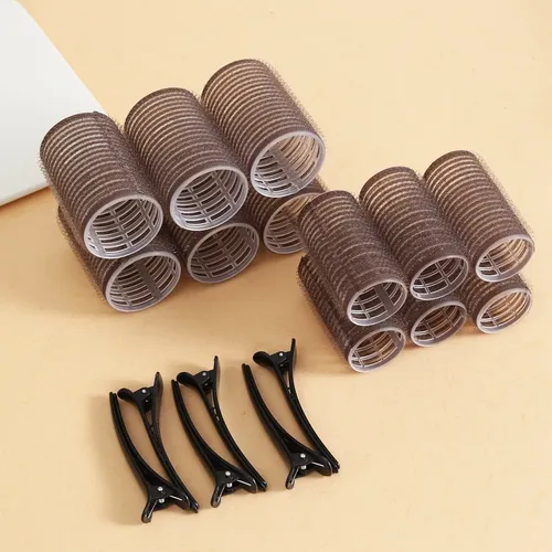 Rulos Para Cabello Con Clips 3cm Y 4cm 12 Piezas Negro