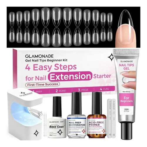 Kit De Extensión De Uñas Glamone: Set De Puntas De Gel Y