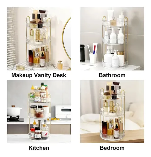 Organizador Cosméticos 3 Niveles Giratorio Blanco Baño Blanc