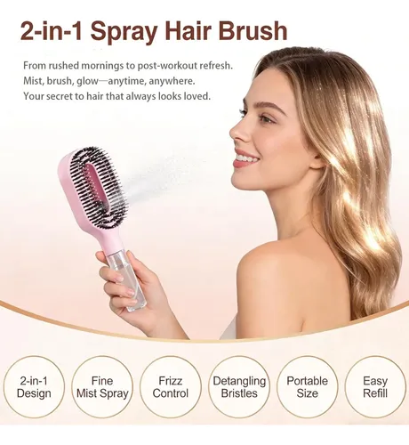 Botella Rociadora Y Peine Combinado Para Cabello Rosa
