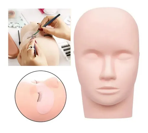 Cabeza Cara Maniquí Práctica Maquillaje Pestañas Silicona
