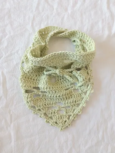 Bandana Pistacho Tejida Crochet Flor Pañuelo Algodón