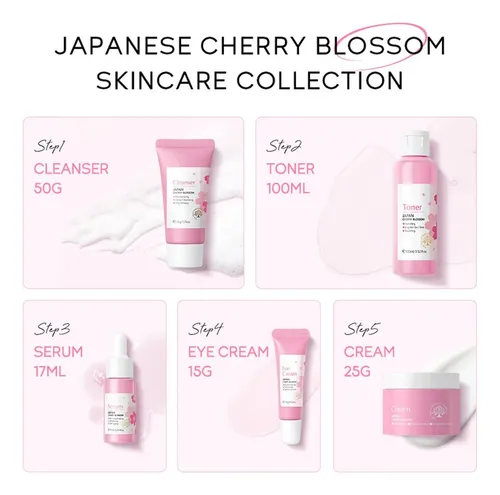 Set Limpiador O Crema Para El Cuidado De La Piel Sakura De 5