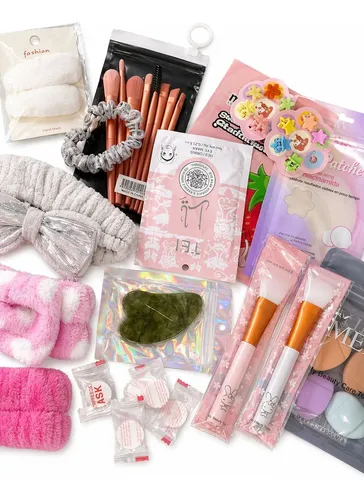 Kit De Skincare Completo Con Vinchas, Brochas Y Esponjas