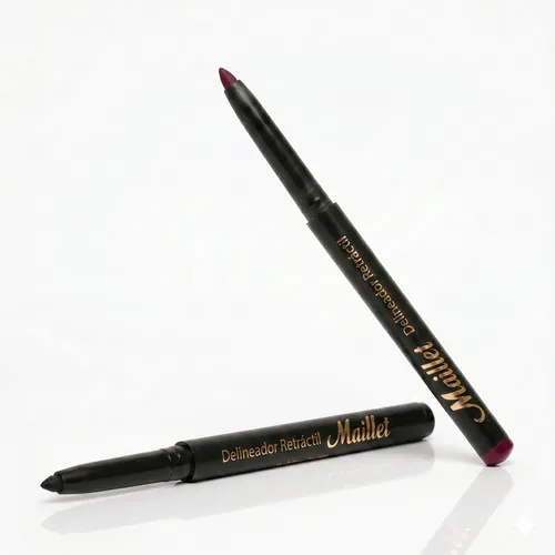Maquillaje Kit Retráctil Labios Bordó Y Ojos Negro Maillet