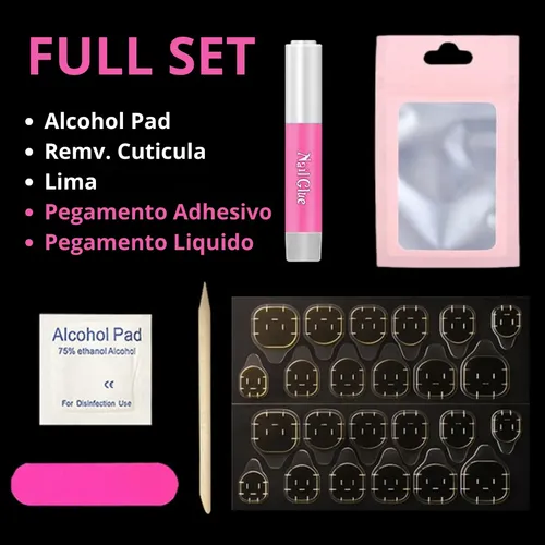 10 Kit Instalación De Uñas Postizas – Con Pegamento Liquido Kit Para Uñas Postizas
