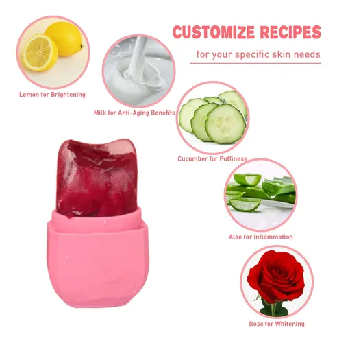 Set Ice Roller Y Gua Sha Vanalia Facial Silicona Rosa