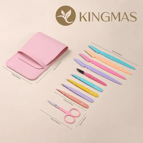 Set De 10 Pinzas De Precisión Kingmas Para Cejas Y Vello