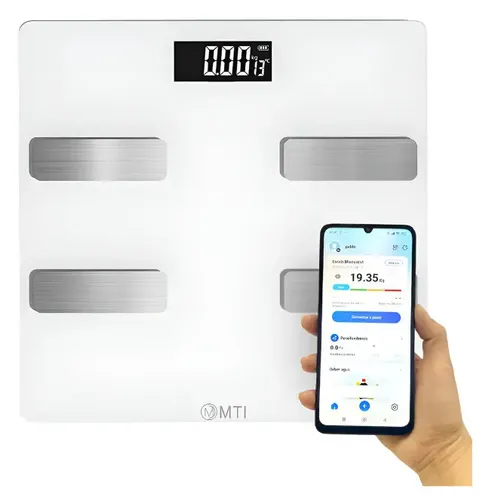 Balanza Digital Baño Inteligente Bluetooth Personas Corporal Color Blanco MTI