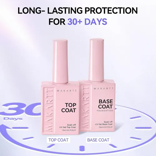 Kit Base Y Top Coat Gel Makartt 2 Piezas 15 Ml