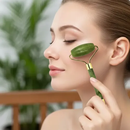 Masajeador Doble Rodillos Piedra Jade Facial Corporal
