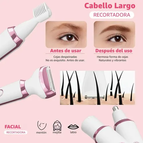 Depiladora Eléctrica 5 en 1 para Mujer con 5 Cabezales y Pantalla LED