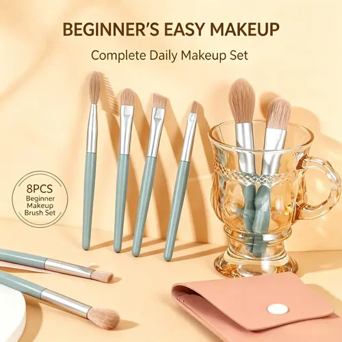 Set Mini De 8 Brochas De Maquillaje Para Llevar Fuera Casa