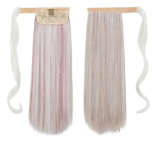Ponytail Con Tinsel Brillos Y Cabello Opaco Taurina P013 Color Cold Blonde/pink