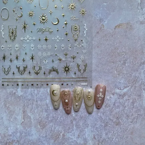 Adhesivo Para Uñas Con Forma De Sol, Luna Y Estrella, De Lar
