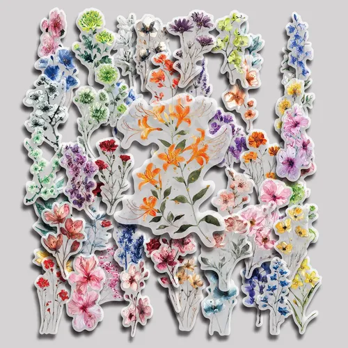 50 Stickers De Flores A Tinta China Pack