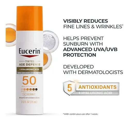 Eucerin Sun Age Defense Locion Facial Tono Universal Spf 50