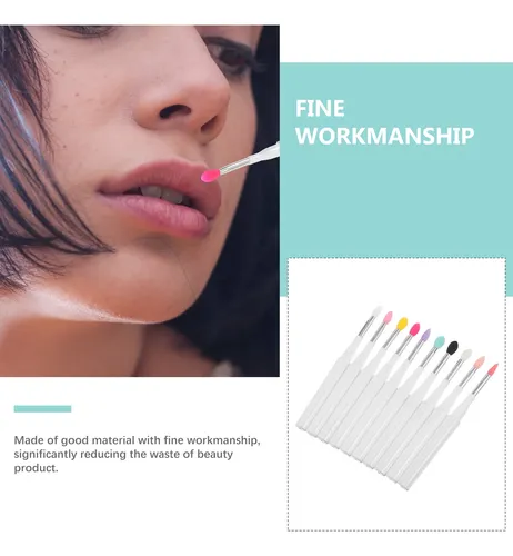 Brocha De Maquillaje Con Tapa De Silicona Para Labios, 10 Un