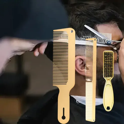 Juego De Peine De Metal Y Cepillo De Barbero Peine De Pelo