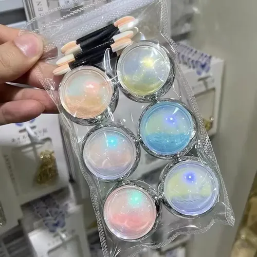 Polvo Efecto Luna Para Decoración De Uñas X6 Frascos 6pcs
